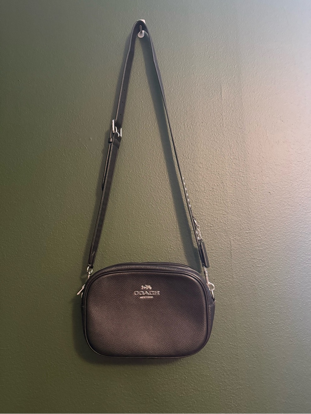 COACH Black Pebbled Leather Crossbody with Studded Strap - Picture 4 of 6